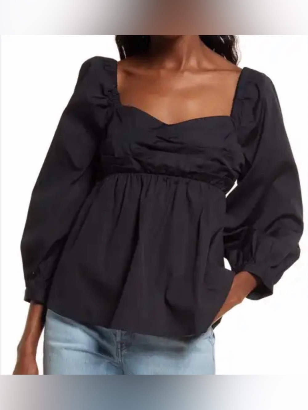 Open edit Cotton Poplin Babydoll in black NWOT